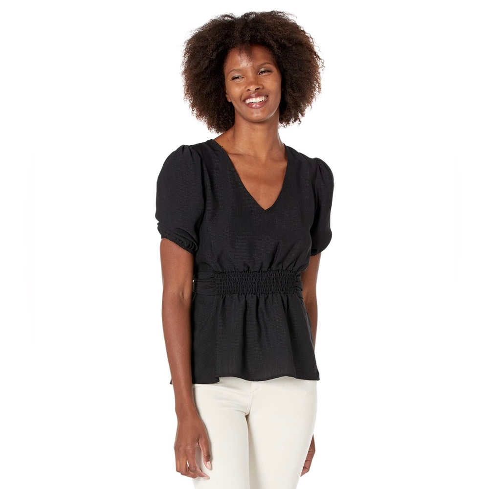 Bobeau Smock Tie Back V-Neck Top